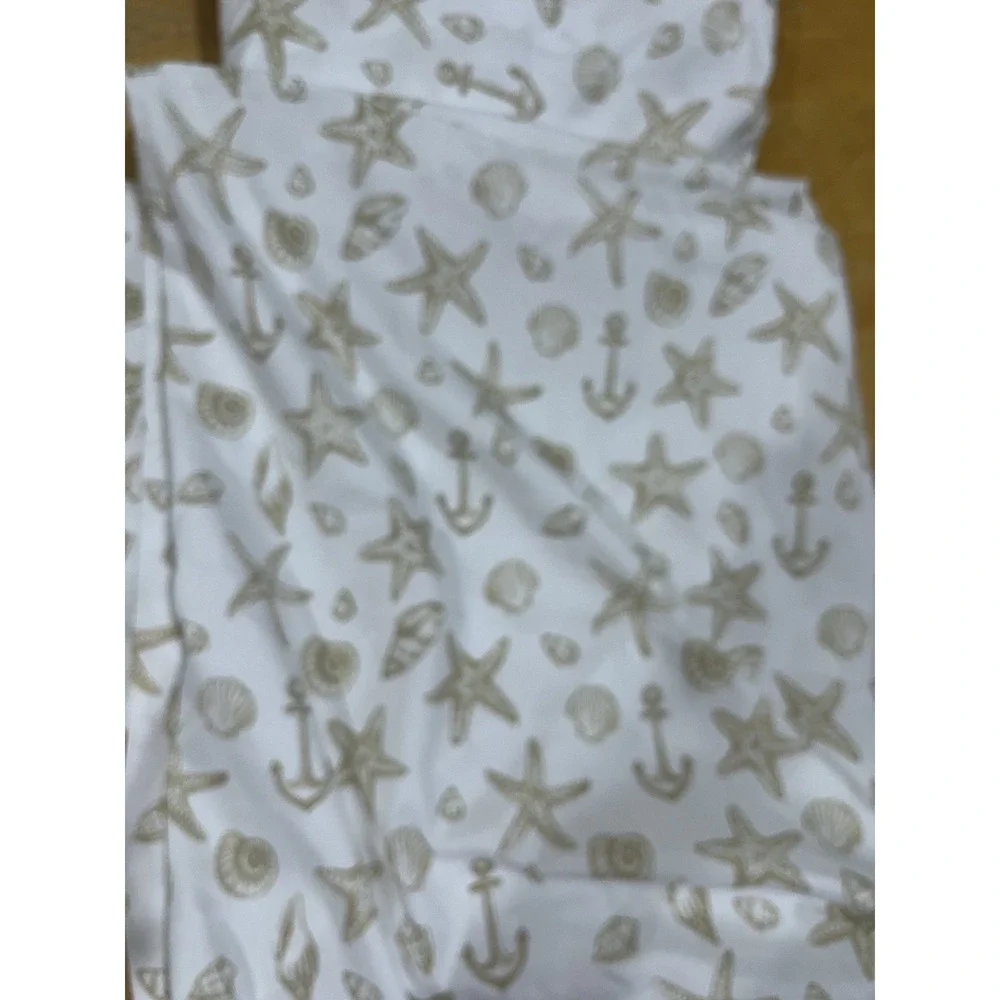 Modern Southern Home Full Sheet Nautical Anchor Tan White Fitted & 2 Pillowcases